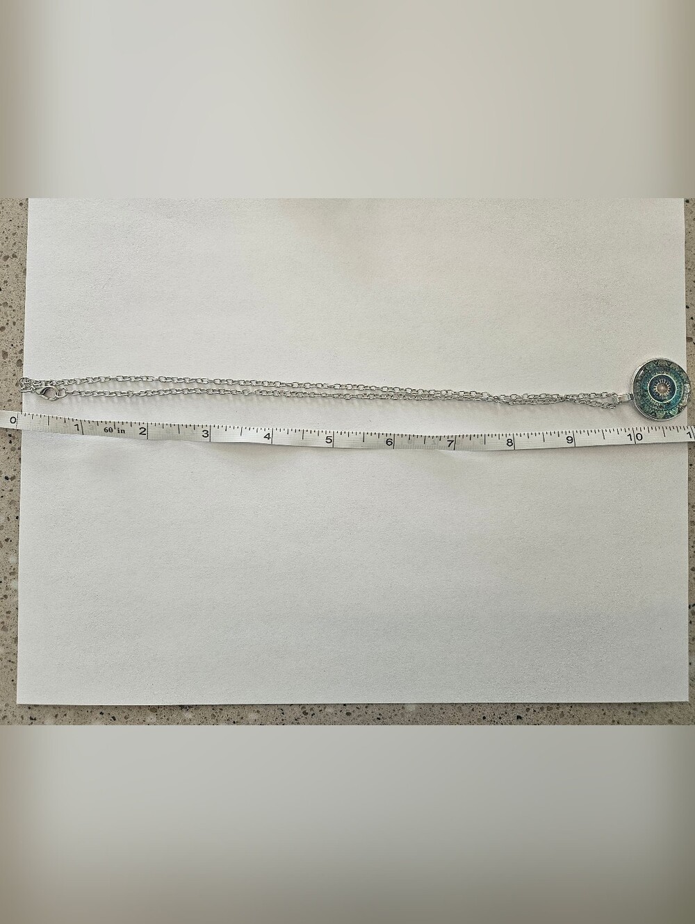 NWT Silver Blue Sunburst Set Necklace Bracelet Earrings Artisan Bohemian - Picture 6 of 7